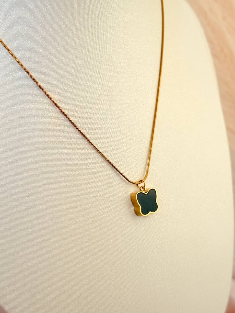 Black Butterfly gold plated necklace