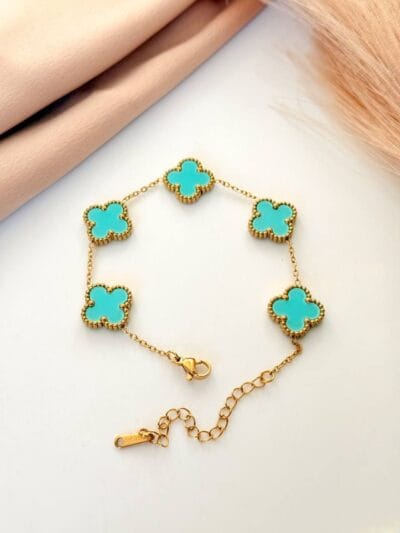 Light blue van cleef gold plated bracelet