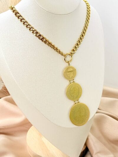Three gold plated necklace
