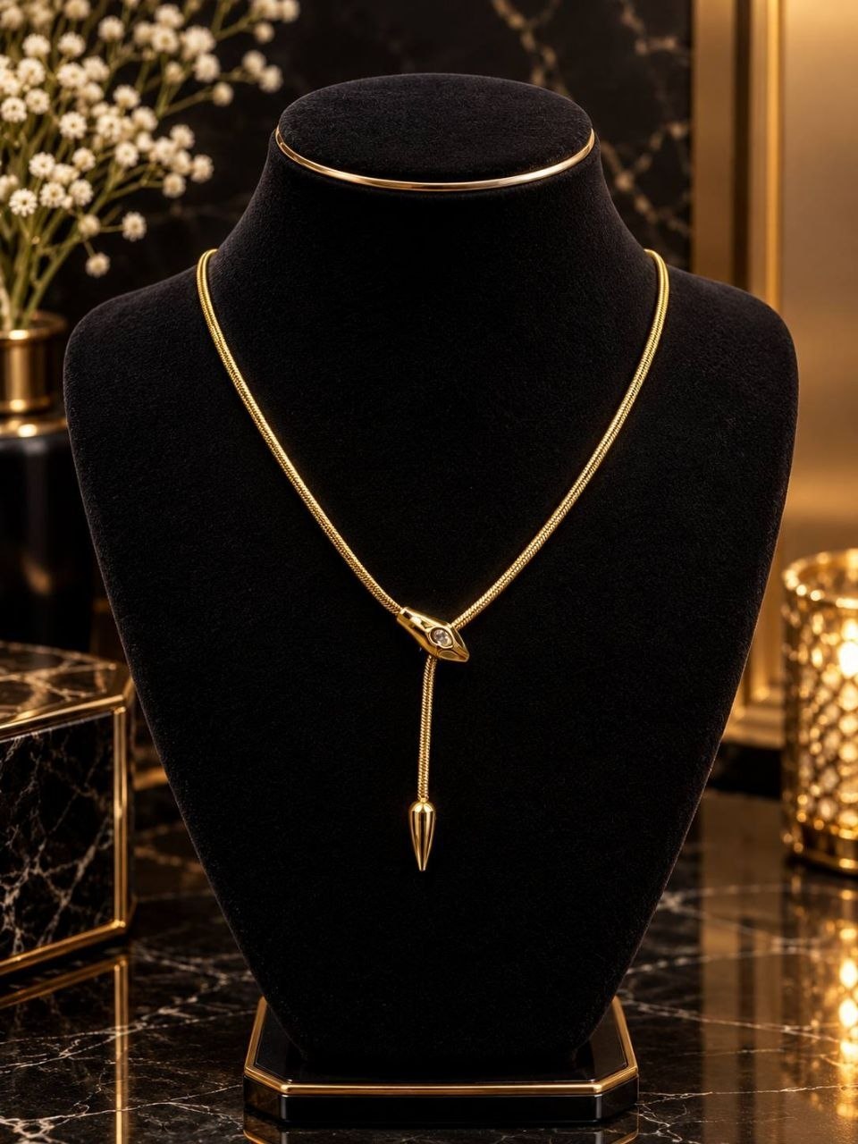 Snake gold plated necklace