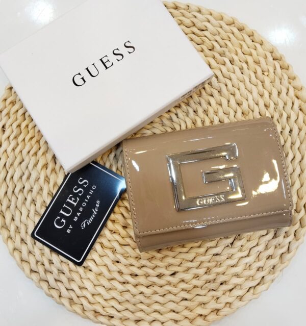G beige shiny wallet