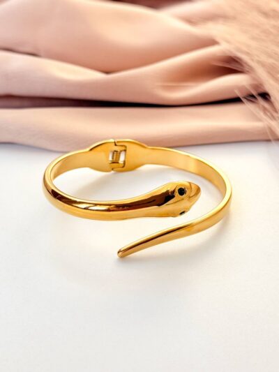 Open snake gold plated  bangle