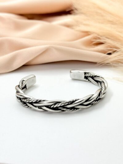 Weave silver bangle