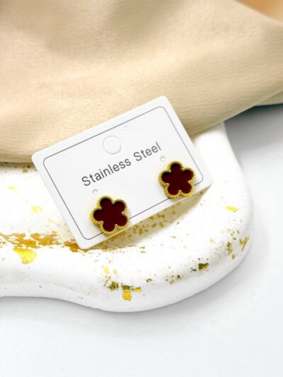 Burgandy vancleef gold plated earrings