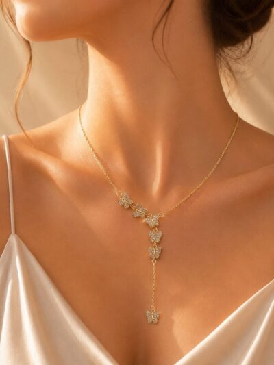 Elegant butterfly gold plated necklace