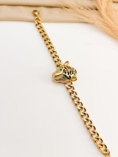 Green tiger Gold Plated  Bracelet