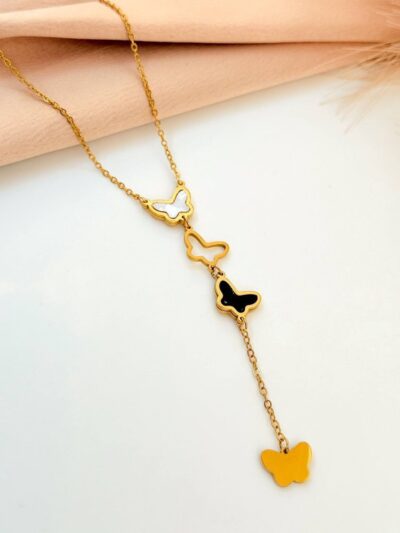 Three butterflies Gold Plated Necklace