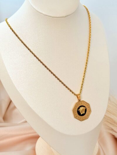 Trendy Black versace gold plated necklace