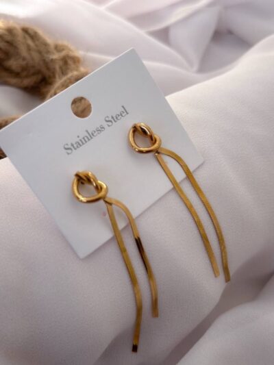 Heart bow gold plated earrings