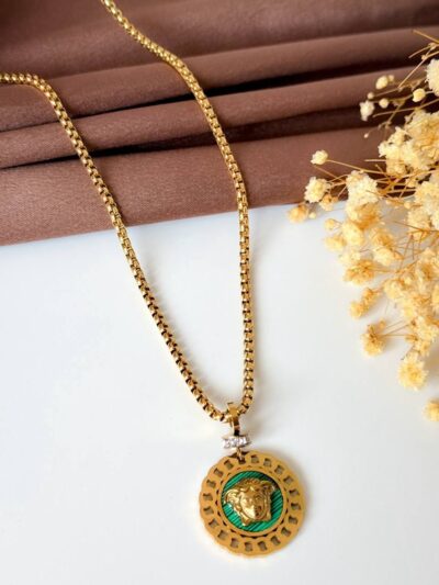 Green medusa Gold Plated Necklace