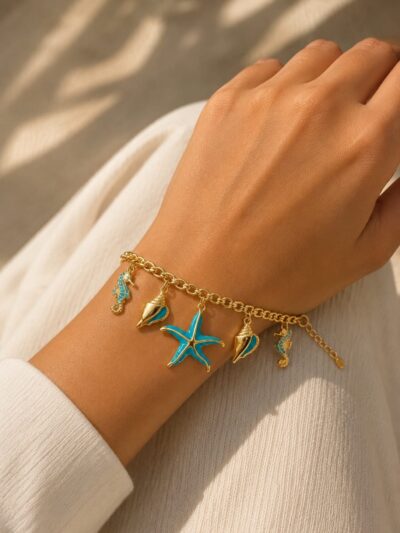 Turqoise charm Gold Plated  Bracelet