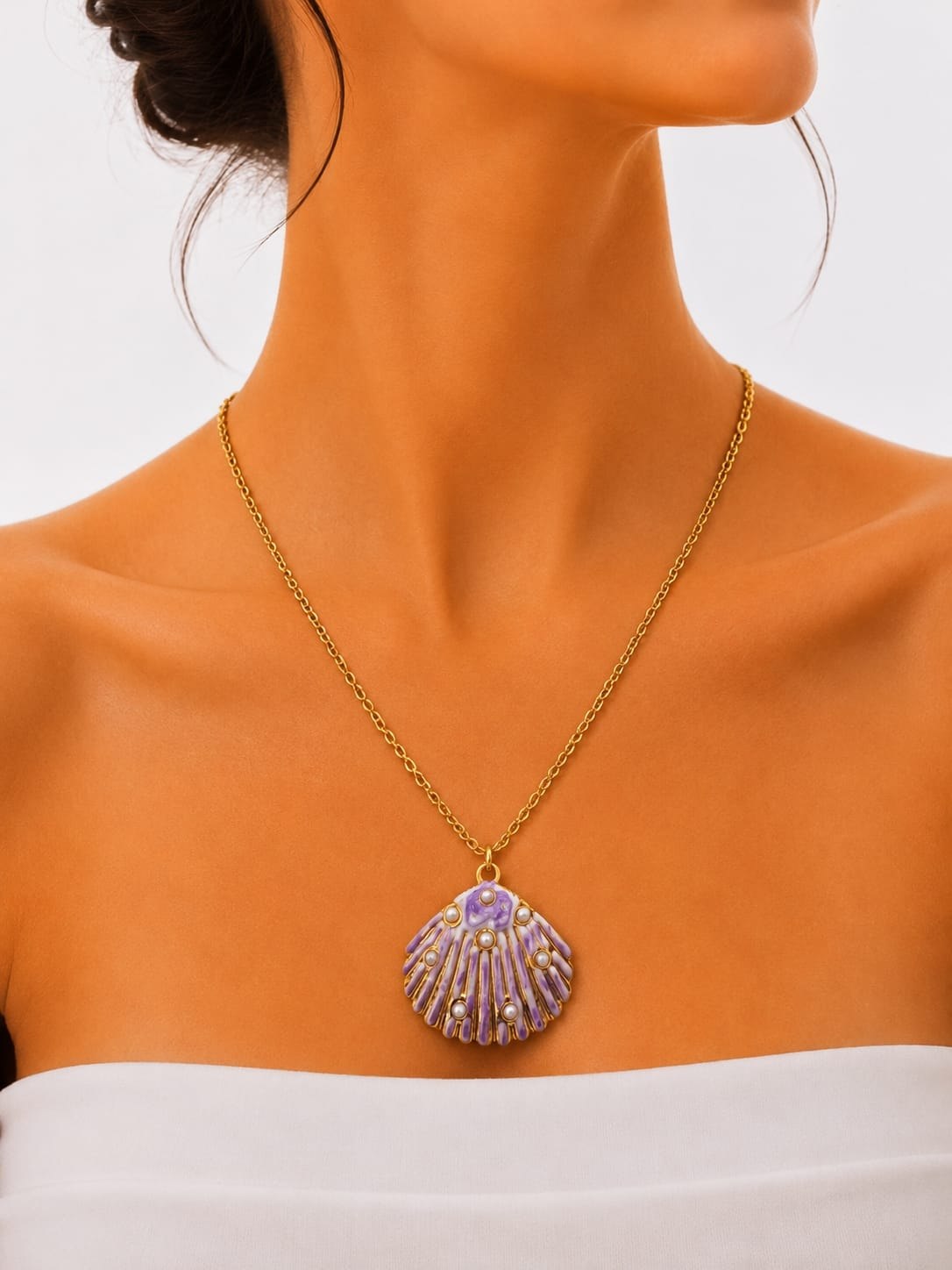 Purple shell Gold Plated Necklace