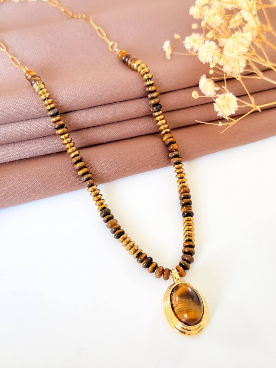 Tiger Eye Gold Plated Necklace