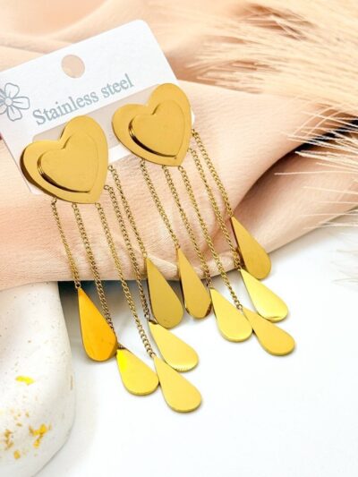 Heart drop gold-plated earrings
