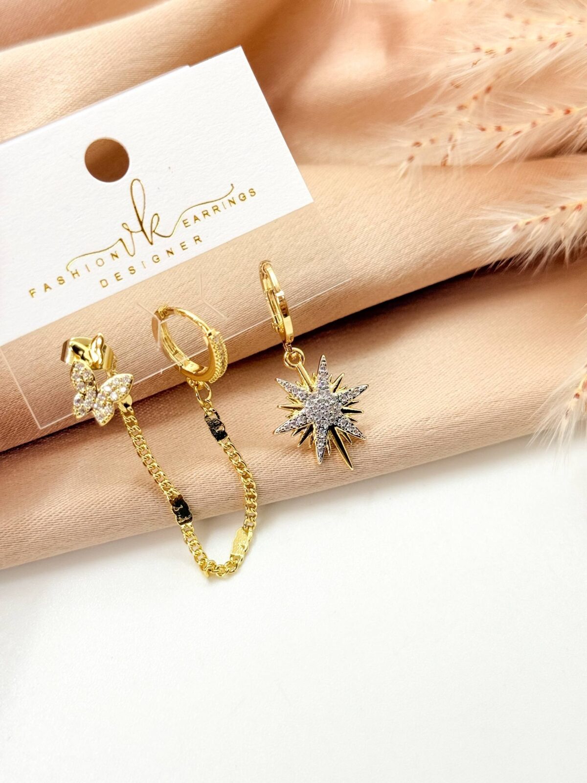 Butterfly gold-plated earrings
