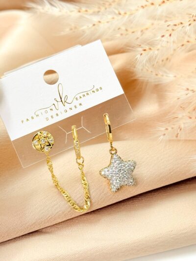 Diamond star gold-plated earrings