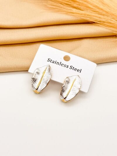 Silver leaf gold plated earrings