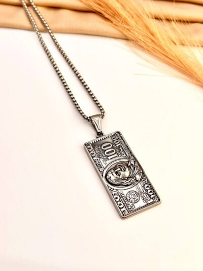 Dollar  silver plated necklace