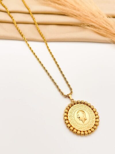 Round Coin Gold Plated Necklace