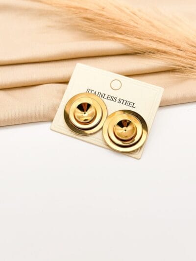 Round gold plated  earrings